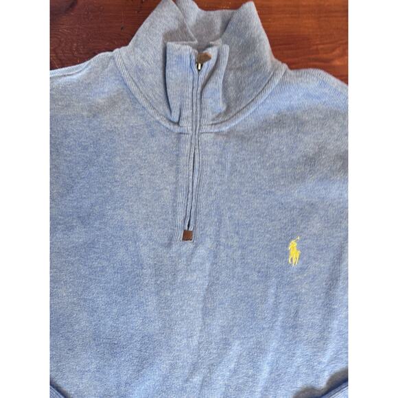 Polo Ralph Lauren Light Blue Mens 1/4 Zip Pull Over Sweater Size Large - Picture 10 of 14